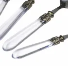 Set takëm çeliku dhe dorezë plastike transparente 24 copë - Palazzo Viadurini