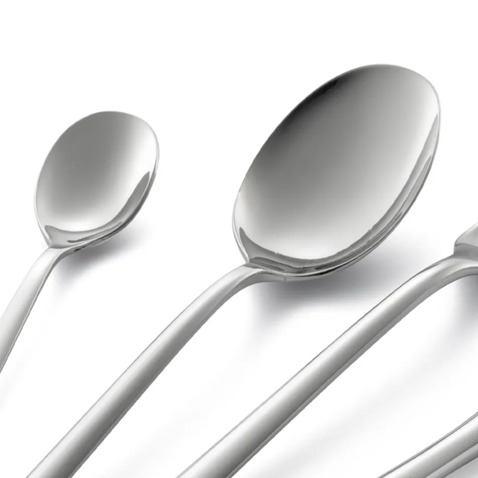 Set takëmesh prej çelik inox të lëmuar me dizajn katror 24 copë - Bumbun Viadurini