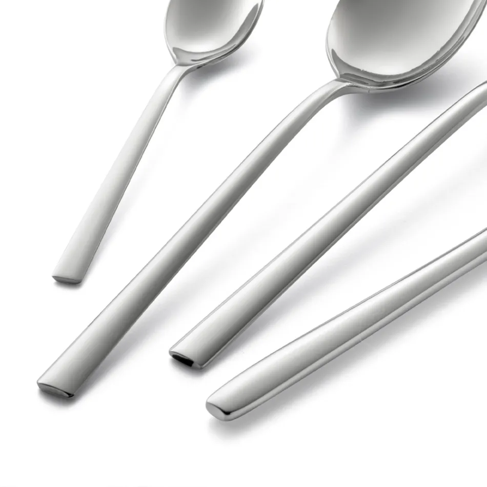 Set takëmesh prej çelik inox të lëmuar me dizajn katror 24 copë - Bumbun Viadurini