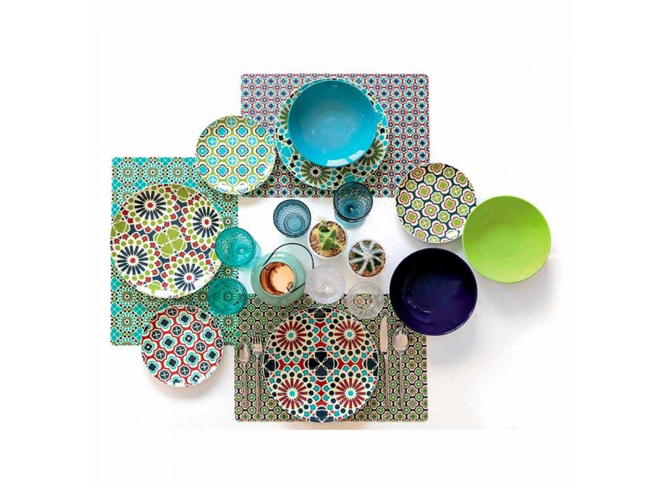Shërbimi i tryezës Enët prej porcelani dhe gresi me ngjyra moderne 18 copë - hambare Viadurini