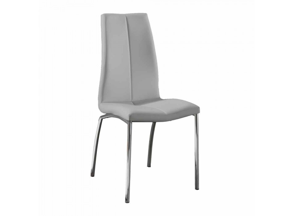 4 shtator karrige lëkure faux me dizajn modern dhe metal kromi Alba Viadurini