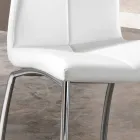 4 shtator karrige lëkure faux me dizajn modern dhe metal kromi Alba Viadurini