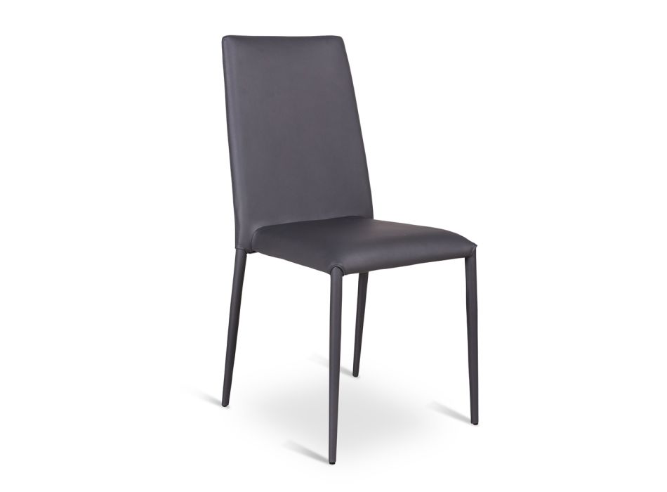 Seti i 4 karrigeve eko-lëkure Dora, dizajn modern Viadurini