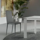 Set me 4 karrige moderne në lëkurë ekologjike të bardhë, gri ose gri pëllumbi - Dora Viadurini