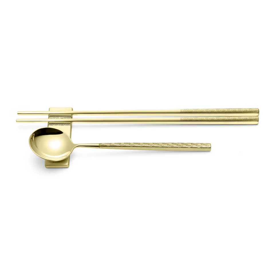 Set i përbërë nga lugë frutash, shkopinj dhe pushim për takëmet me Origami - Osaka Viadurini