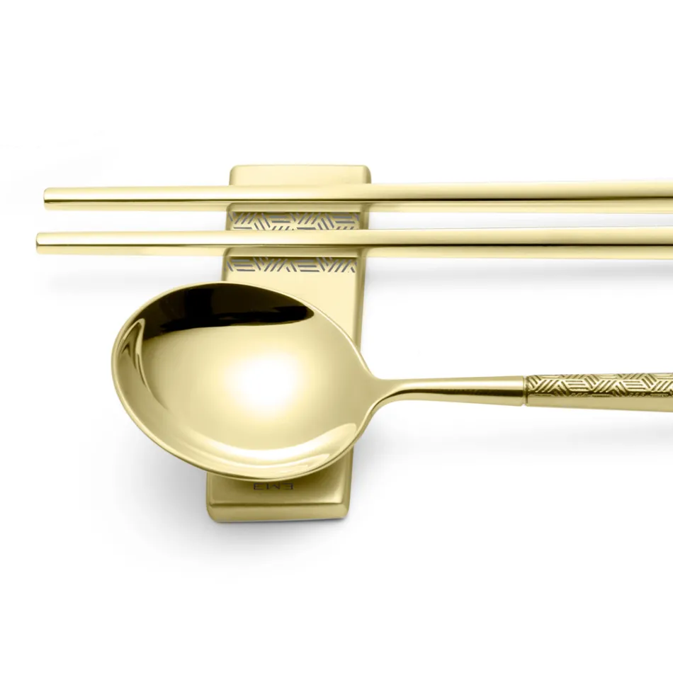 Set i përbërë nga lugë frutash, shkopinj dhe pushim për takëmet me Origami - Osaka Viadurini