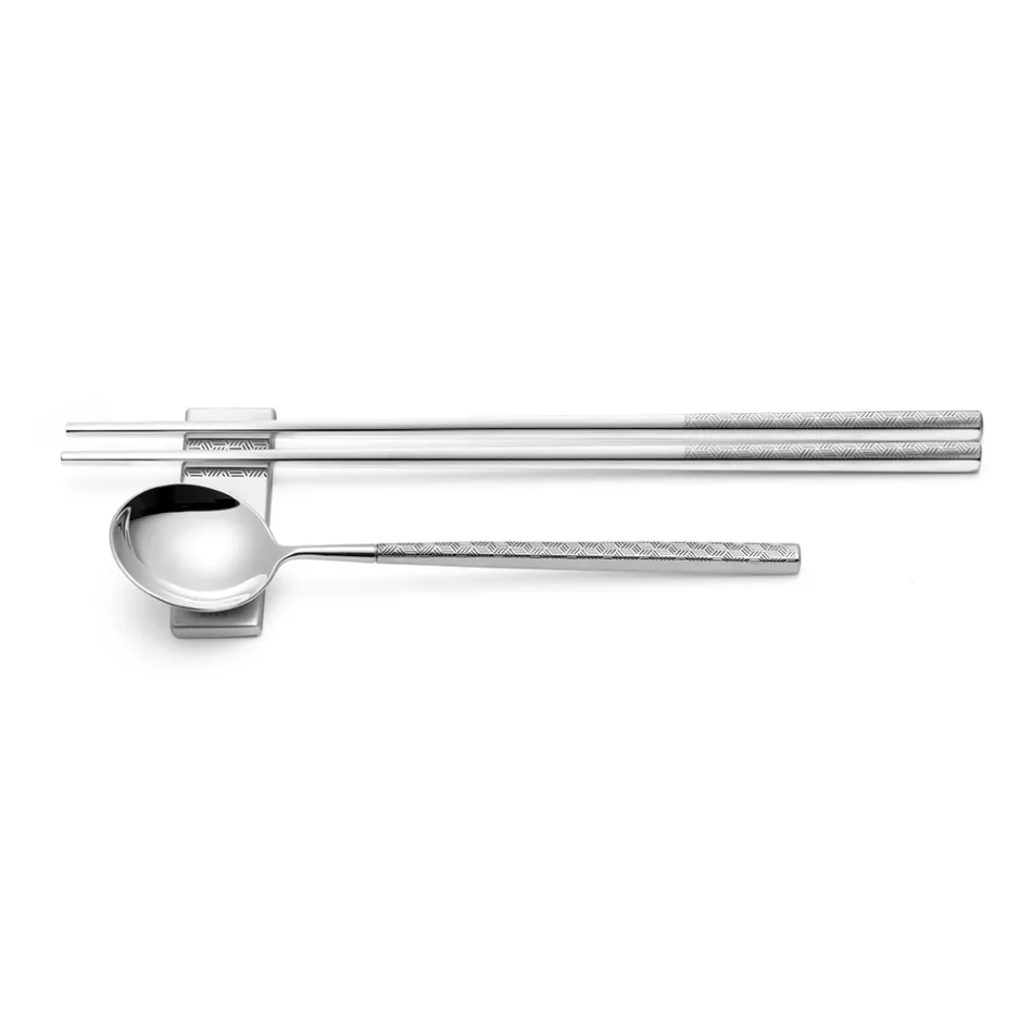 Set i përbërë nga lugë frutash, shkopinj dhe pushim për takëmet me Origami - Osaka Viadurini