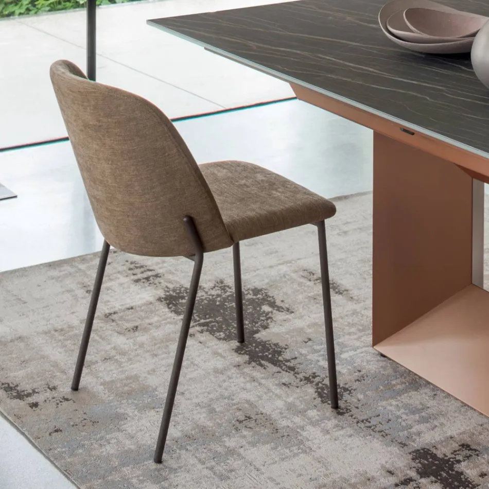 Set me 2 Karrige Dhomë Dite prej Pëlhure dhe Metal Prodhuar në Itali - Ivy Viadurini