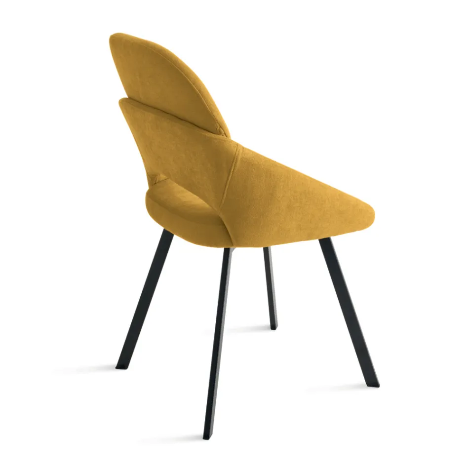 Set me 2 Karrige të Veshura me Tapiceri në Pëlhurë Shumëngjyrëshe dhe Kornizë Metalike - Damian Viadurini