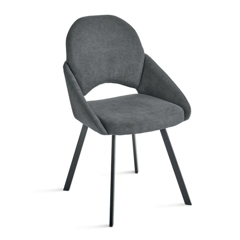 Set me 2 Karrige të Veshura me Tapiceri në Pëlhurë Shumëngjyrëshe dhe Kornizë Metalike - Damian Viadurini