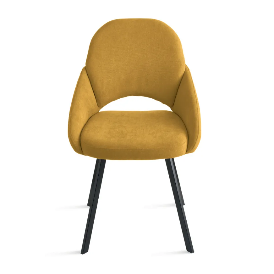 Set me 2 Karrige të Veshura me Tapiceri në Pëlhurë Shumëngjyrëshe dhe Kornizë Metalike - Damian Viadurini