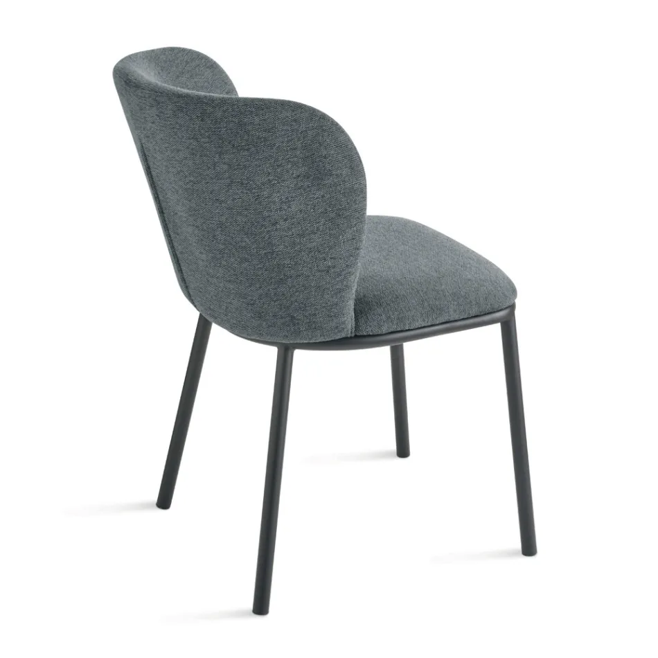 Set me 2 Karrige të Veshura me Tapiceri dhe Kornizë Metalike të Lyer - Leandra Viadurini