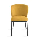 Set me 2 Karrige të Veshura me Tapiceri dhe Kornizë Metalike të Lyer - Leandra Viadurini