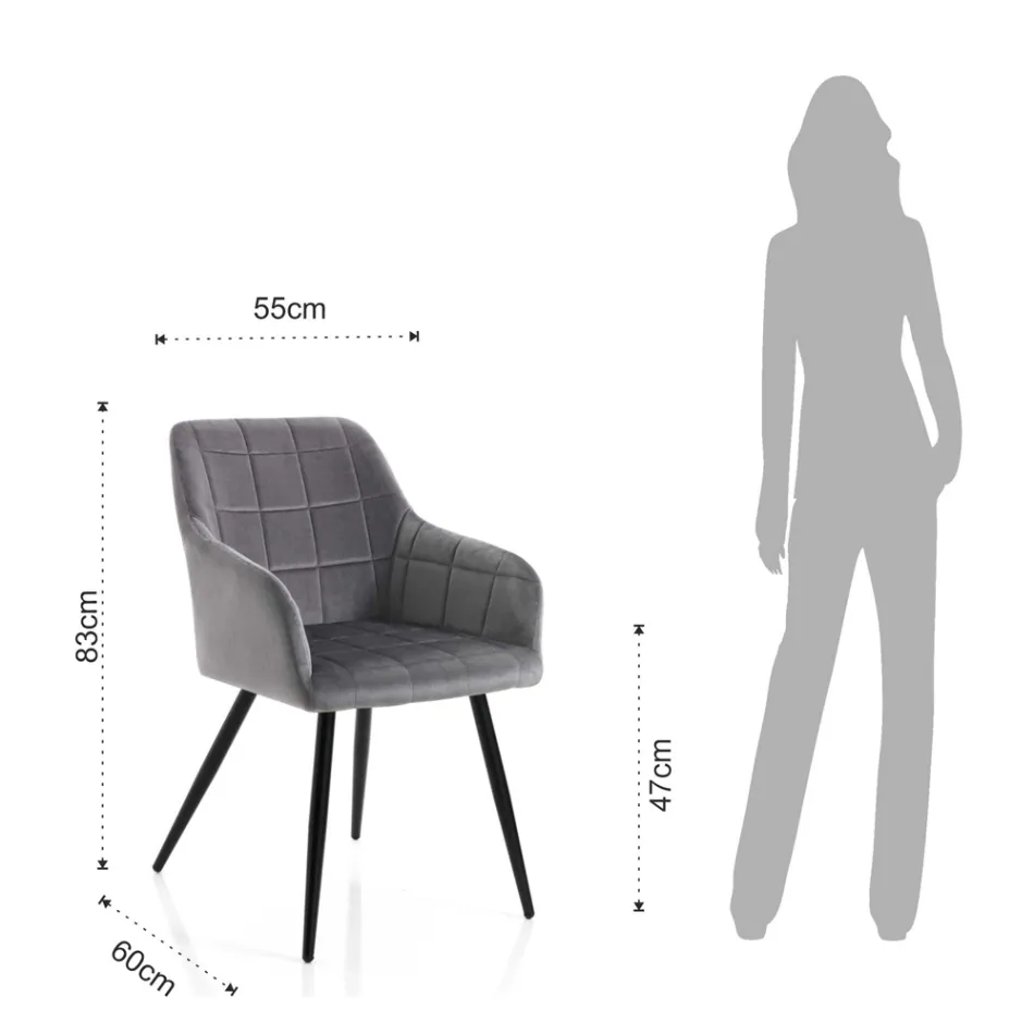 Set me 2 karrige në pëlhurë Velvet Effect - Plutonium Viadurini