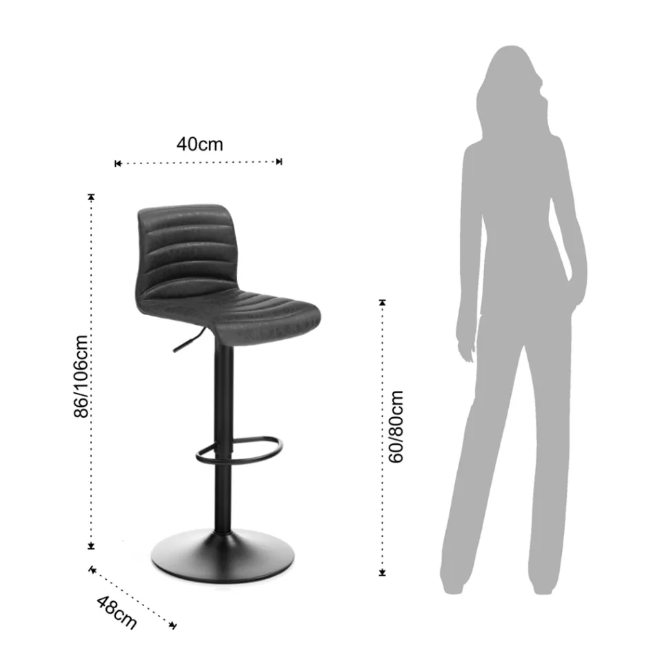 Set 2 Karrige Bari prej Lëkure Sintetike dhe Çeliku - Kaliumi Viadurini