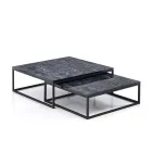 Set me 2 tavolina kafeje në MDF me finiturë mermeri - Osmium Viadurini