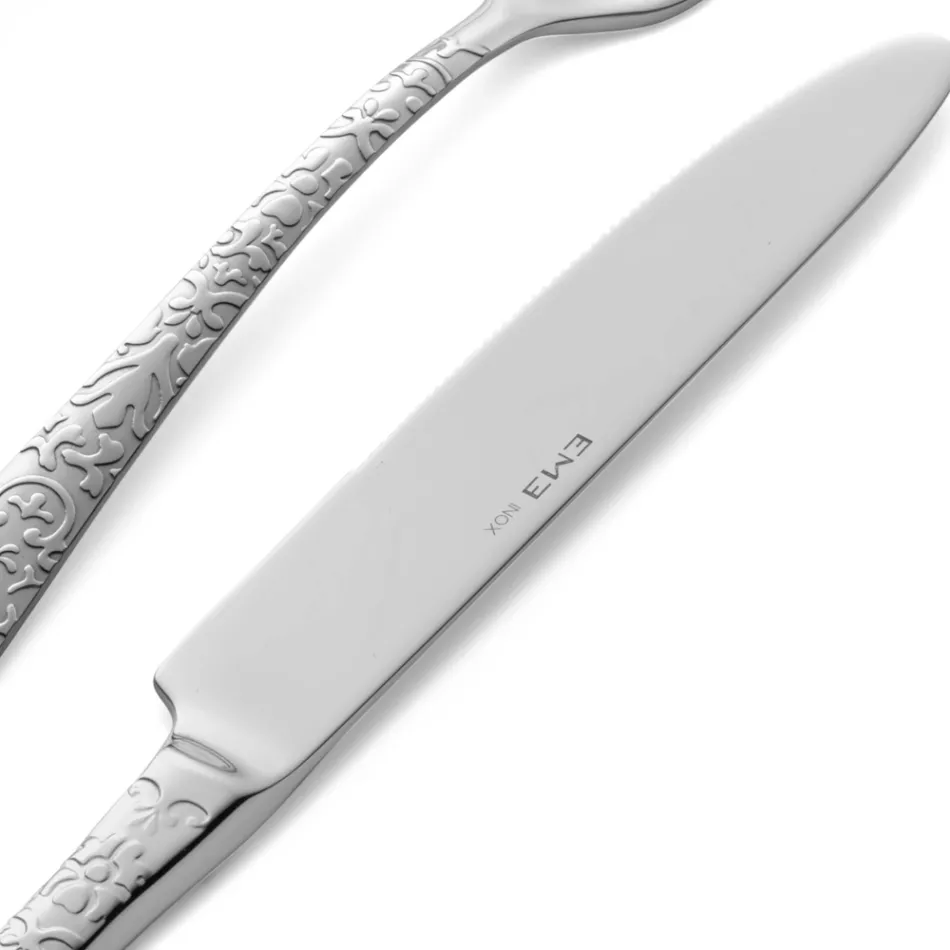 Set me 24 takëme në çelik të lëmuar me gdhendje Prodhuar në Itali - Nara Viadurini