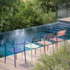 Set me 4 karrige kopshti të galvanizuara me metal dhe batilinë - Prestigio Viadurini