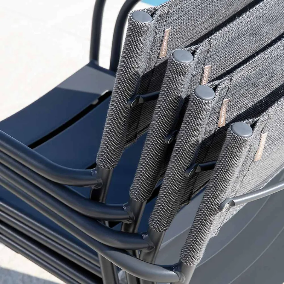 Set me 4 karrige kopshti të galvanizuara me metal dhe batilinë - Prestigio Viadurini