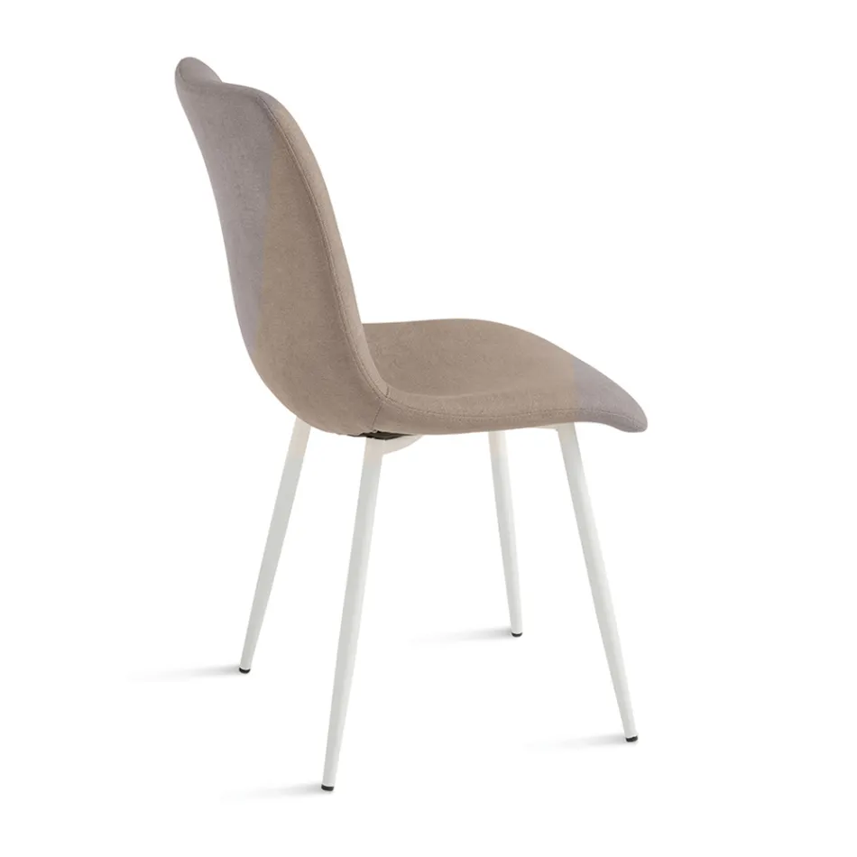 Set prej 4 Karrigesh për Dhomë Ndenjeje të Veshura me Tapiceri dhe Bazë Metalike - Projekt Viadurini