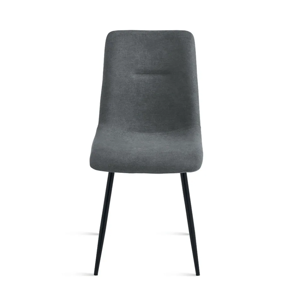 Set prej 4 Karrigesh për Dhomë Ndenjeje të Veshura me Tapiceri dhe Bazë Metalike - Projekt Viadurini