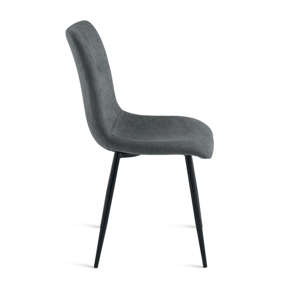 Set prej 4 Karrigesh për Dhomë Ndenjeje të Veshura me Tapiceri dhe Bazë Metalike - Projekt Viadurini