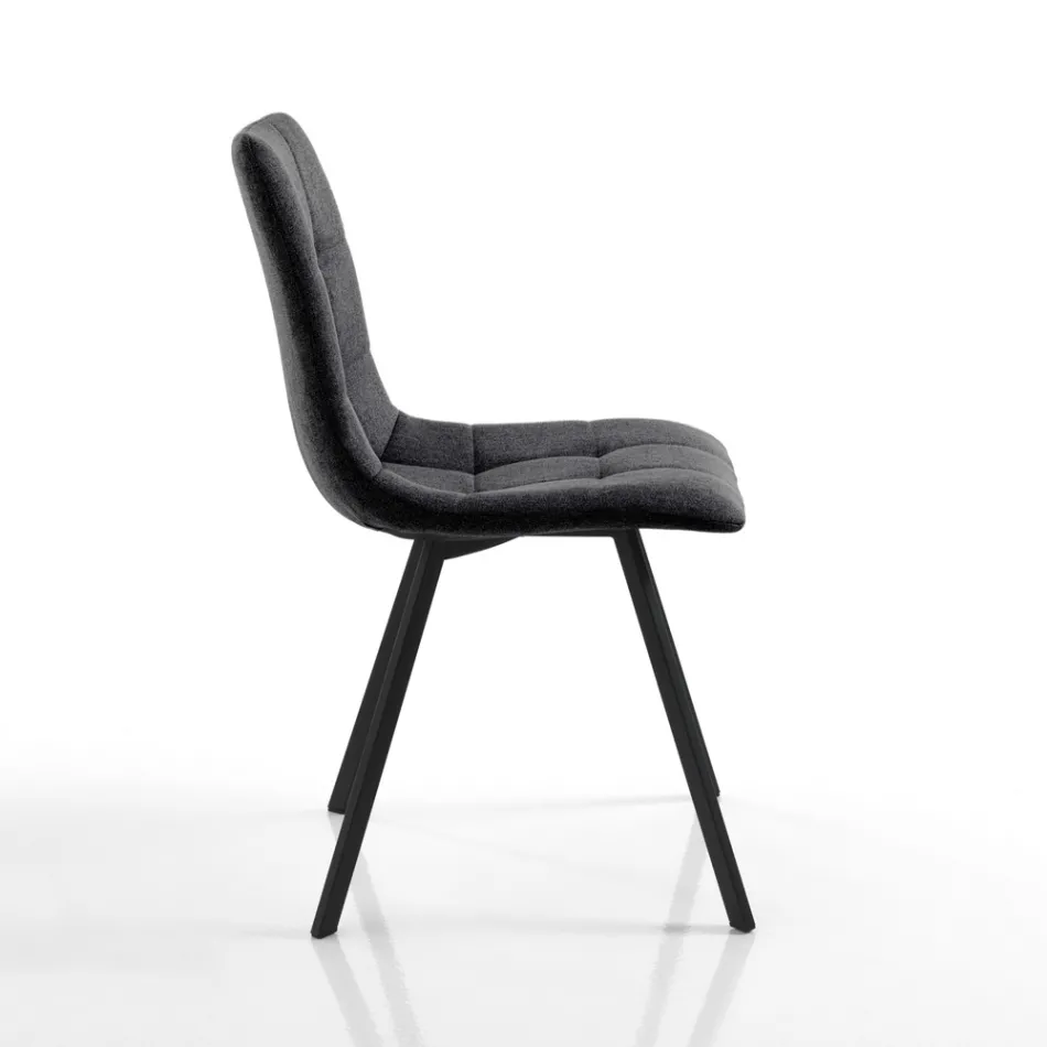 Set me 4 karrige në pëlhurë antracit dhe çeliku të zi - antracit Viadurini