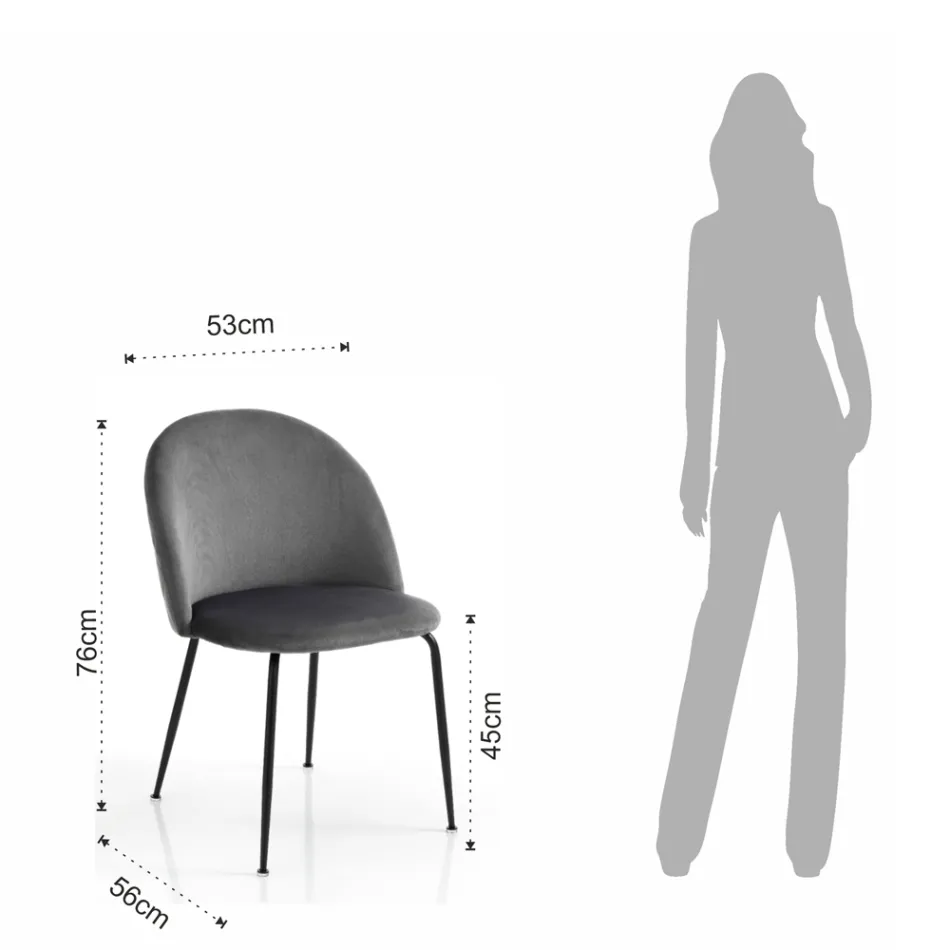 Set me 4 karrige në pëlhurë me mikrofibër Velvet Effect - Terbio Viadurini