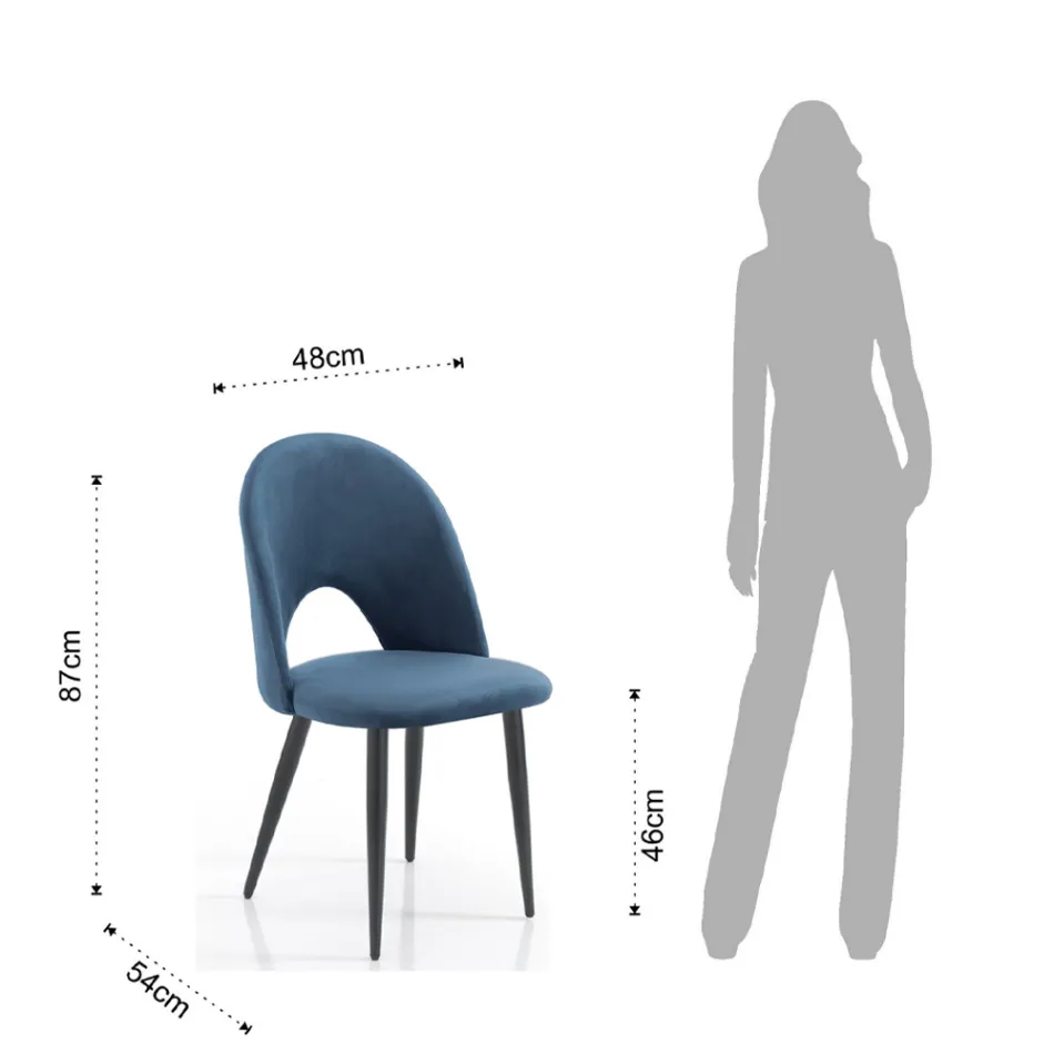 Set me 4 karrige në pëlhurë blu me efekt kadife - Dalmat Viadurini