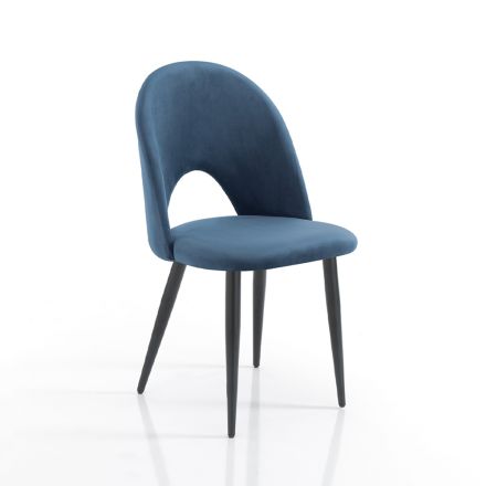 Set me 4 karrige në pëlhurë blu me efekt kadife - Dalmat Viadurini