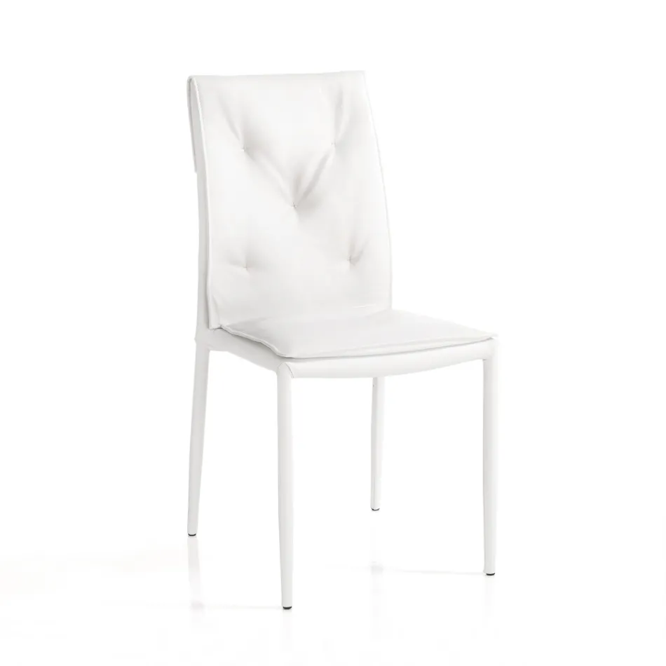 Set me 4 karrige të veshura me susta prej lëkure sintetike me veshje të ndryshme - Uranium Viadurini