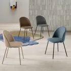 Set me dy karrige në metal të lyer dhe pëlhurë të veshur me tapiceri në ngjyra të ndryshme - Rivo Viadurini