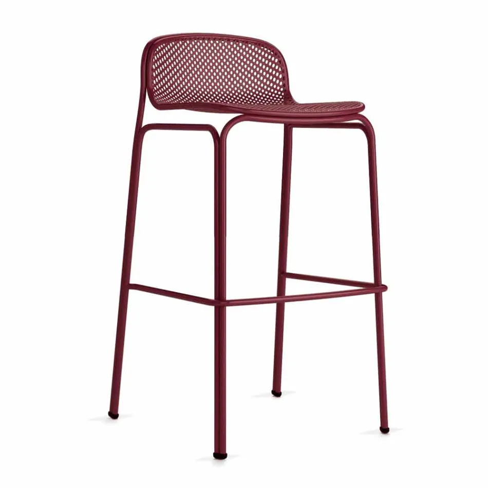 Stoolable Metal Stackable High Stools Made in Italy, 2 Pieces - Viviette Viadurini
