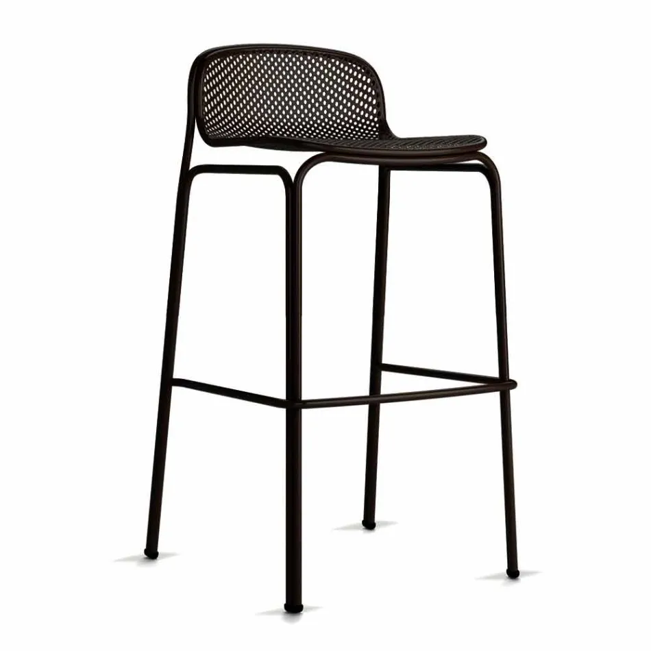 Stoolable Metal Stackable High Stools Made in Italy, 2 Pieces - Viviette Viadurini