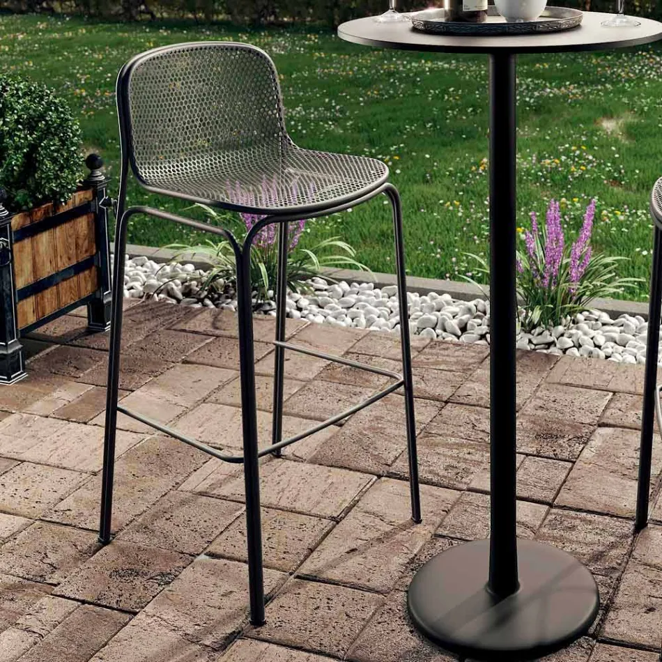 Stoolable Metal Stackable High Stools Made in Italy, 2 Pieces - Viviette Viadurini