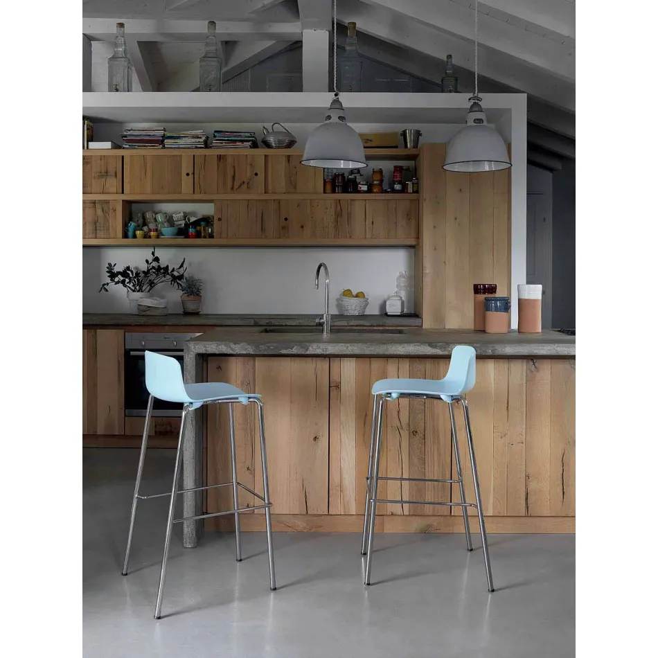 Stool i lartë, 2 copë, në metal dhe polipropilen i bërë në Itali - Christabel Viadurini