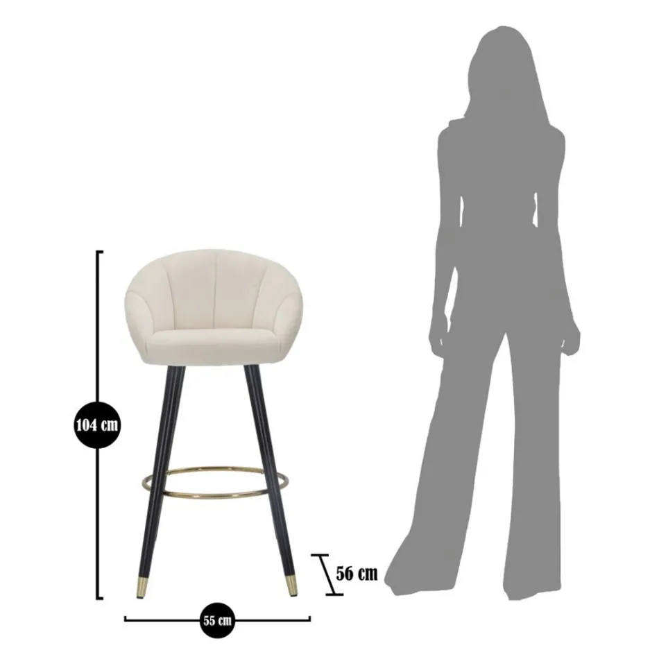 Stol i Lartë me Bar në Dru dhe Metal me Vend në Poliestër - Enzo Viadurini