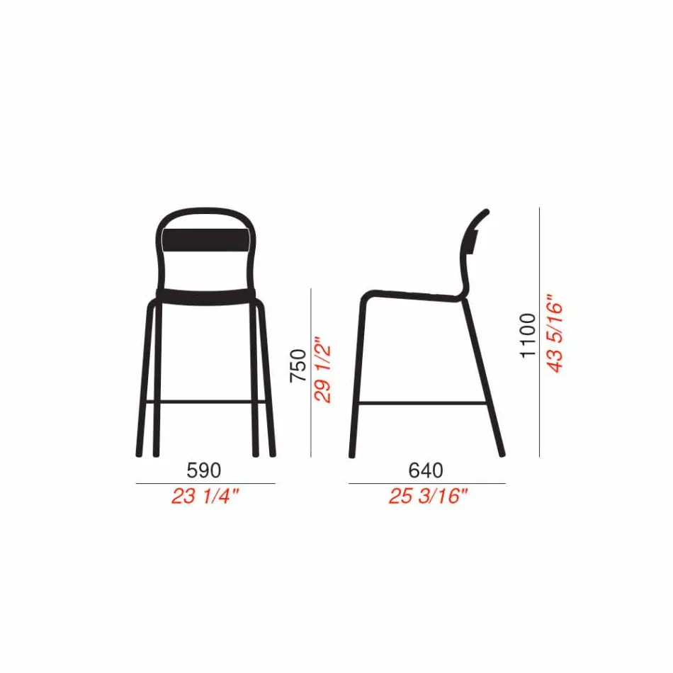 Stool i Lartë Stackable Outdoor Made në Itali, 2 copë - Trixie Viadurini