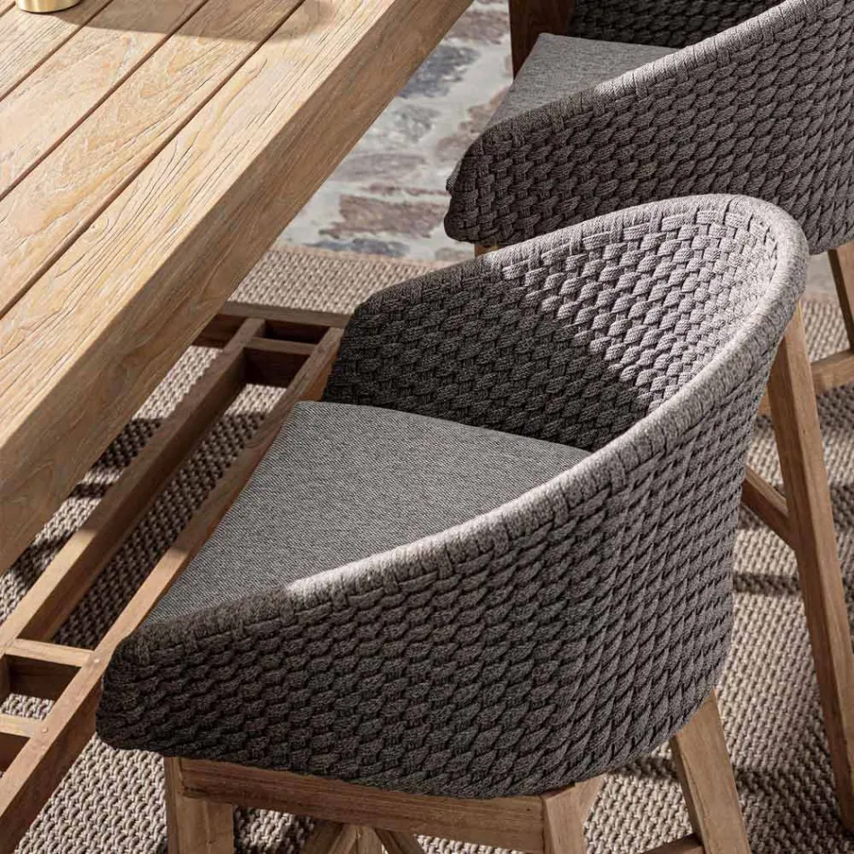 Karrige e lartë në natyrë në litar dhe dru tik, Homemotion, 2 copë - Anitha Viadurini