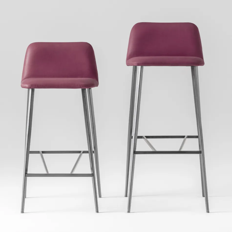 Karrocë e lartë cilësore prej lëkure me bazë metalike Prodhuar në Itali - Molde Viadurini