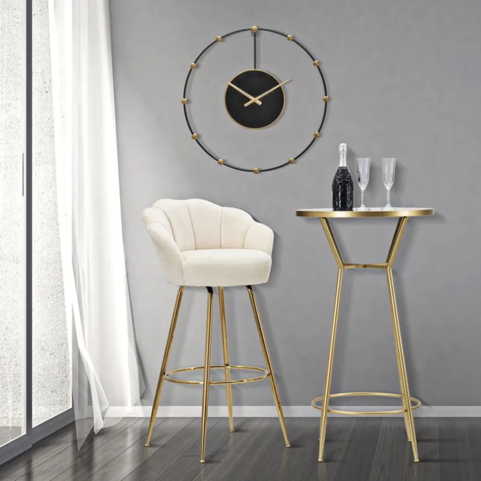 Karrige e lartë në Hekur të Artë me sedilje të mbuluar me kadife - Annina Viadurini