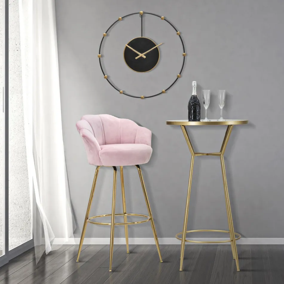 Karrige e lartë në Hekur të Artë me sedilje të mbuluar me kadife - Annina Viadurini