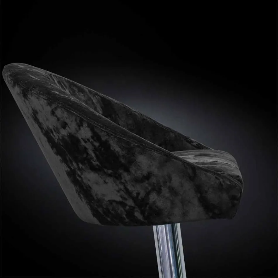 Stol i lartë në kadife dhe çelik me ashensor të rregullueshëm të prodhuar në Itali - Bilbao Viadurini