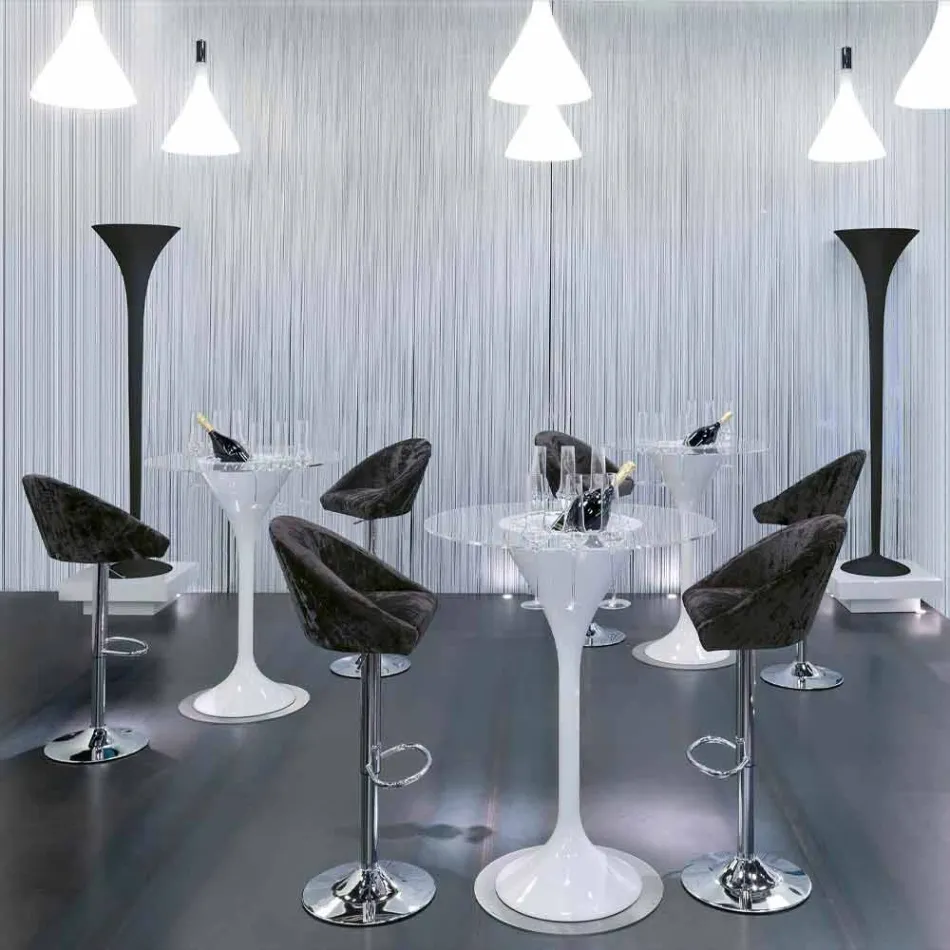 Stol i lartë në kadife dhe çelik me ashensor të rregullueshëm të prodhuar në Itali - Bilbao Viadurini