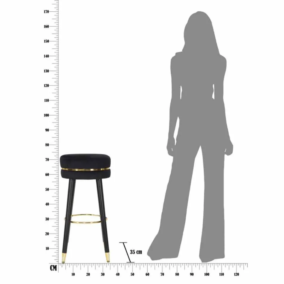 Karrige e rrumbullakët prej druri dhe pëlhurë të dizajnit modern - Rupert Viadurini