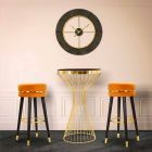 Karrige e rrumbullakët prej druri dhe pëlhurë të dizajnit modern - Rupert Viadurini
