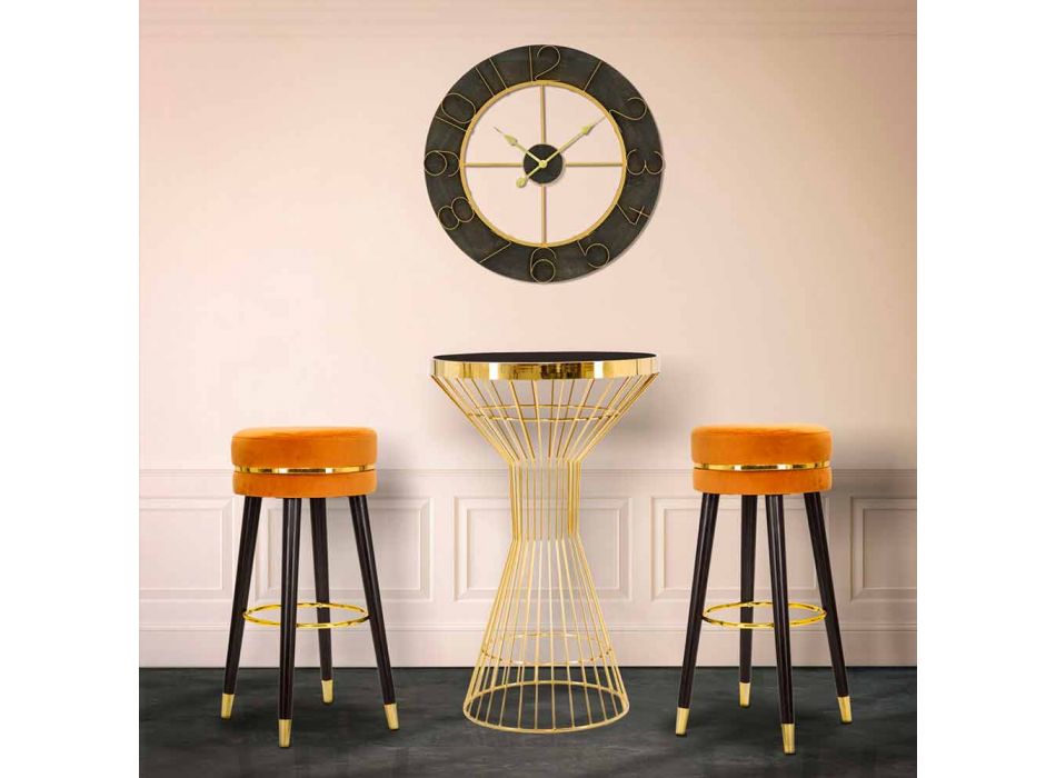 Karrige e rrumbullakët prej druri dhe pëlhurë të dizajnit modern - Rupert Viadurini