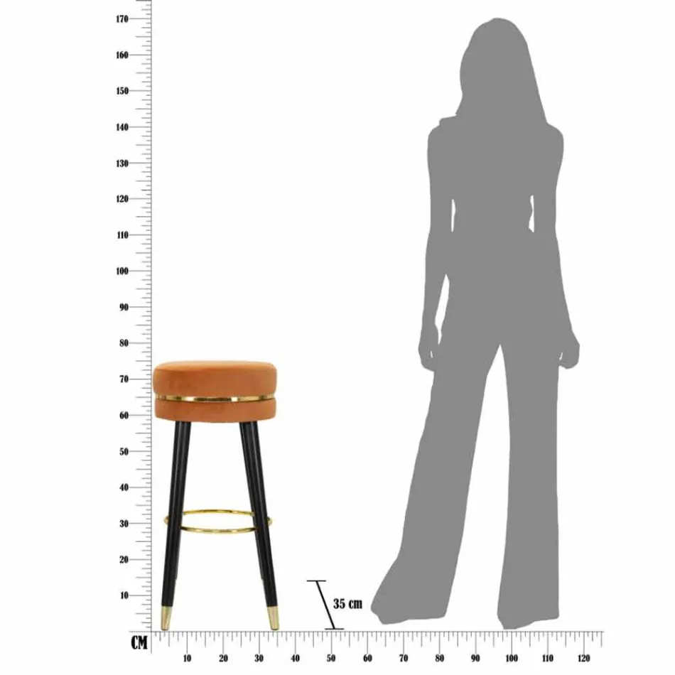 Karrige e rrumbullakët prej druri dhe pëlhurë të dizajnit modern - Rupert Viadurini