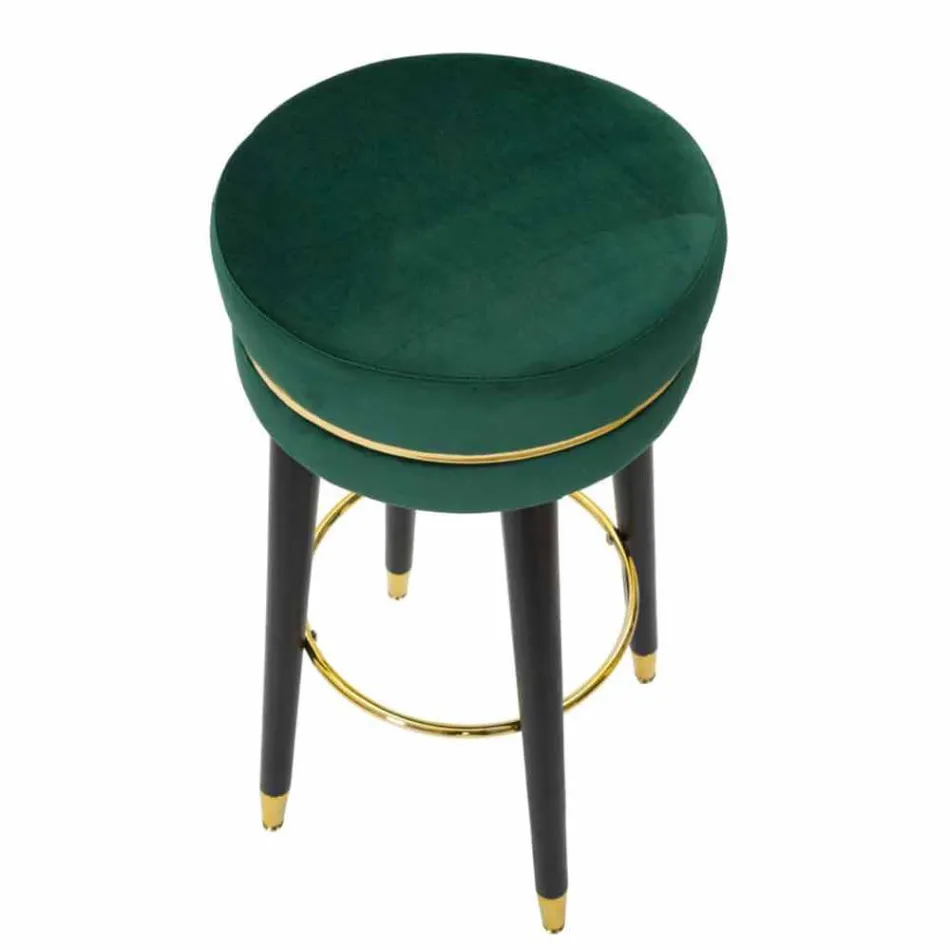 Karrige e rrumbullakët prej druri dhe pëlhurë të dizajnit modern - Rupert Viadurini