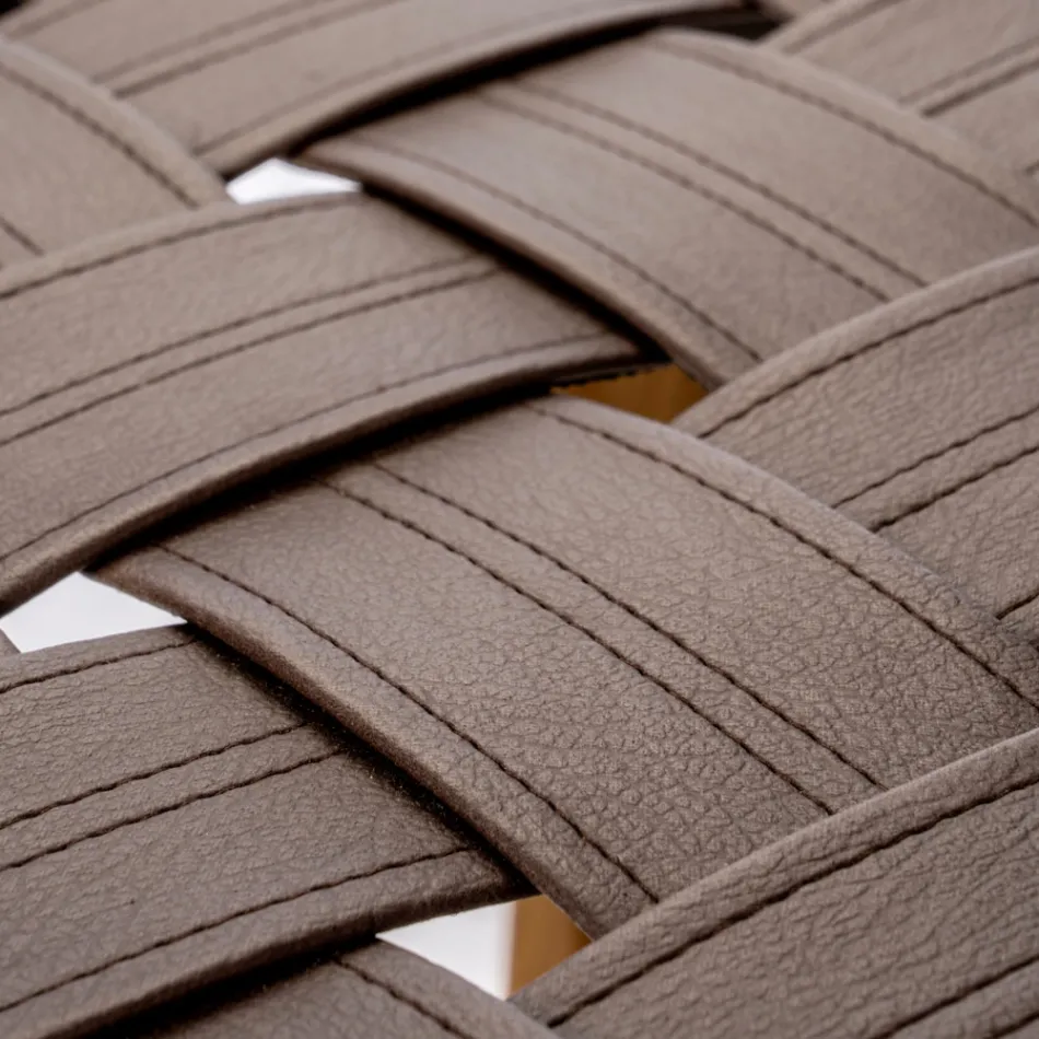 Karrige banjoje projektuese e bërë nga dru tik me sedilje të endura - Yucca Viadurini